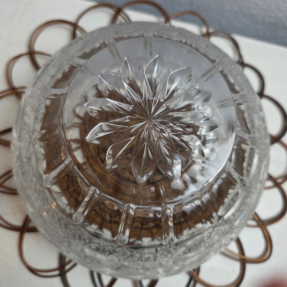 Vintage Floral Etched Leaded Crystal Bowl Scalloped Wedding Housewarming Gift - Picture 7 of 7